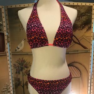 CHEETAH PURPLE ORANGE PRINT 2 PIECE SWIMSUIT💝LG